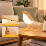 Touch LED Bird Lamp – Wooden Rechargeable Desktop Night Light