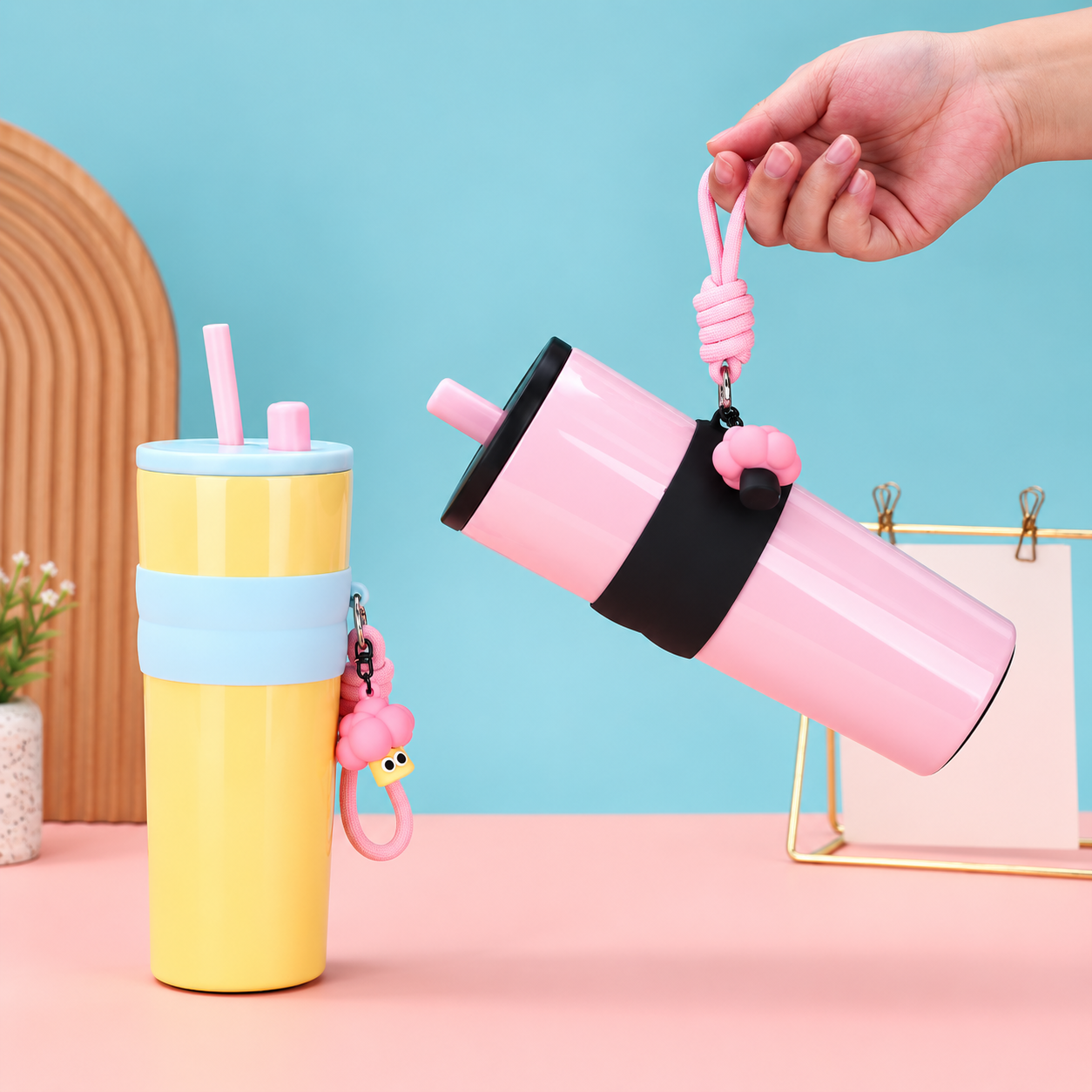 Aesthetic Vacuum Insulated Tumbler 710ml with Lid