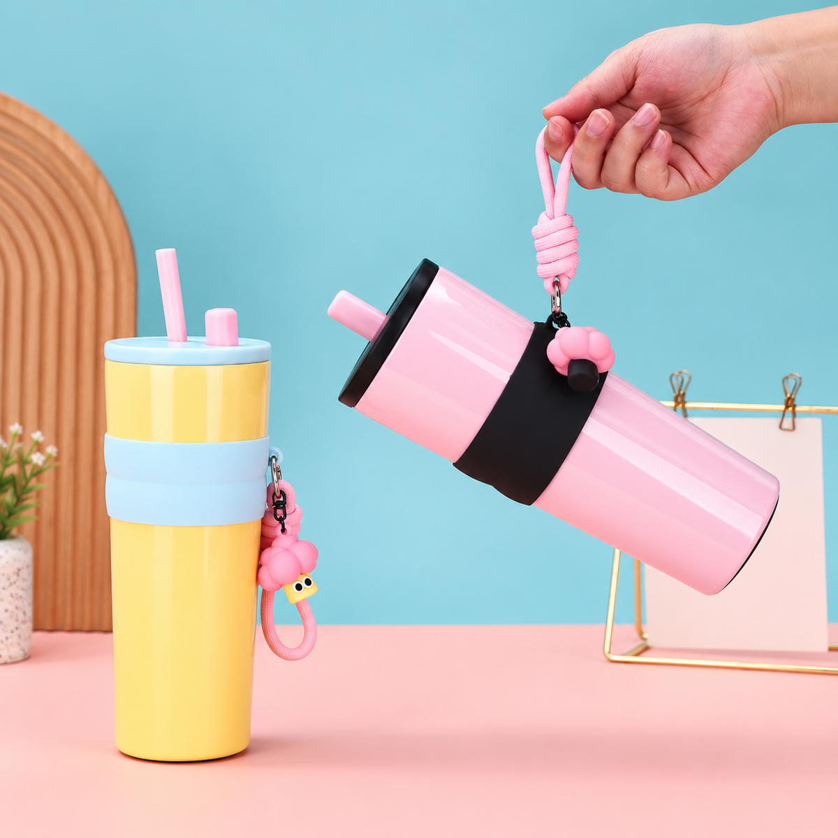 Aesthetic Vacuum Insulated Tumbler 710ml with Lid