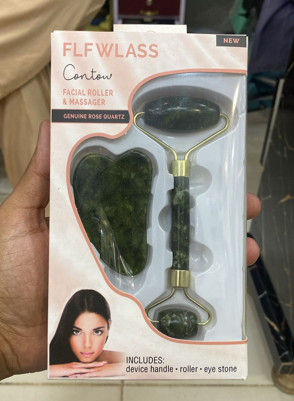 Marble Jade Roller with Gua Sha Stone – Facial Massage Tool Set