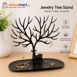 Jewelry Tree Stand with Tray – Earrings, Necklace, Bracelet & Ring Organizer