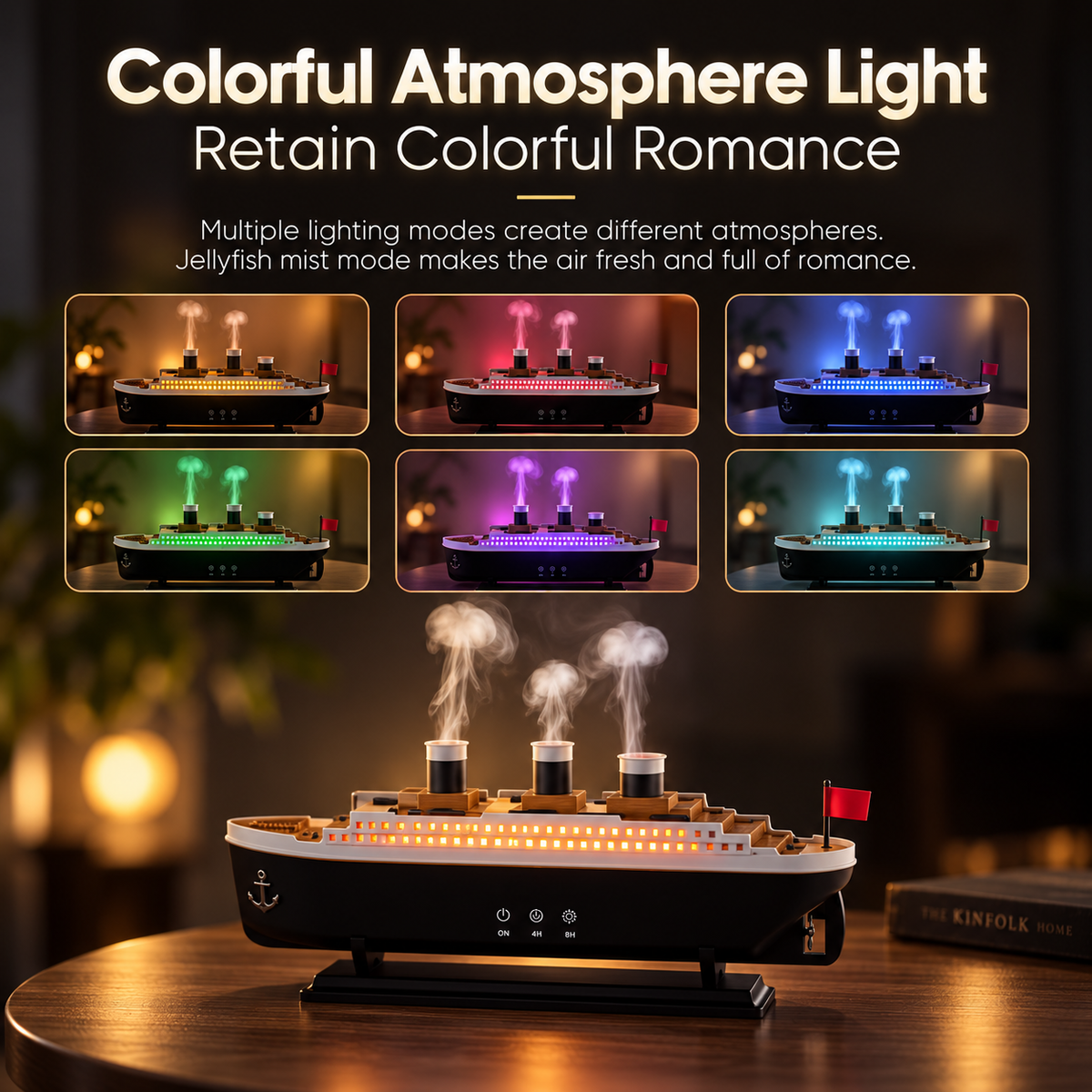 Titanic Ship Air Humidifier with Remote Control – Aroma Diffuser & Night Light