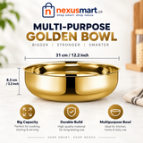 Big Capacity Golden Bowl with Lid – Multipurpose Serving & Storage Bowl