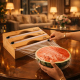 Bamboo Wrap Dispenser with Cutter – Kitchen Roll Organizer
