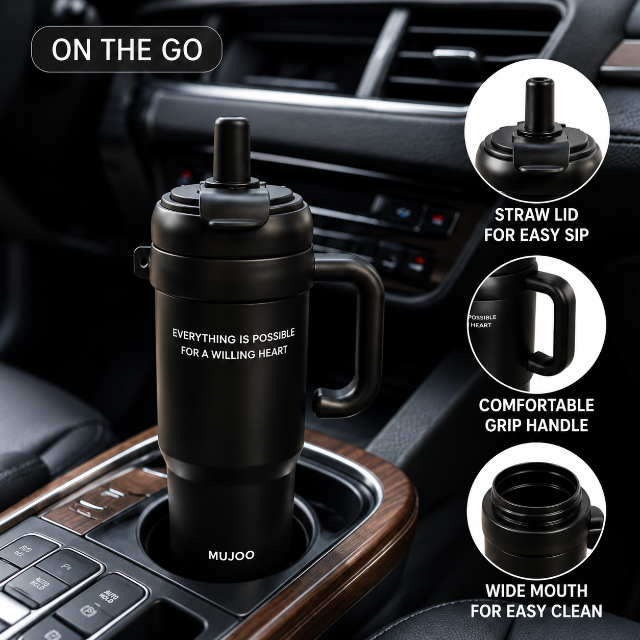 800ml Vacuum Tumbler – Large Reusable Drink Cup