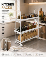 2-Tier Mobile Kitchen Storage Rack – Space-Saving Multipurpose Organizer