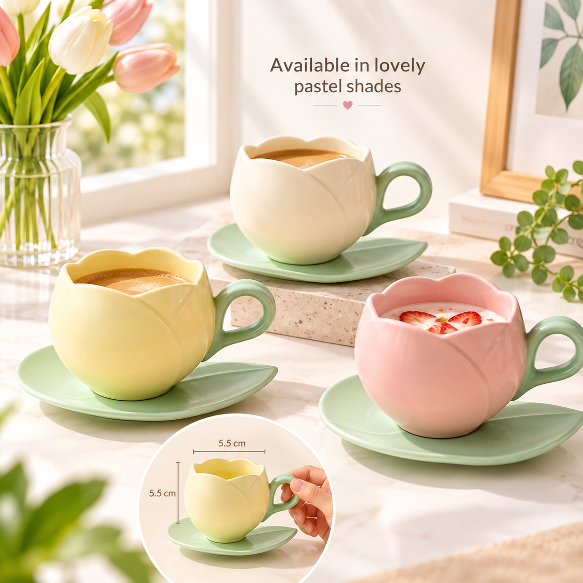 Ceramic Cup and Saucer Set – Tea & Coffee Serving Set