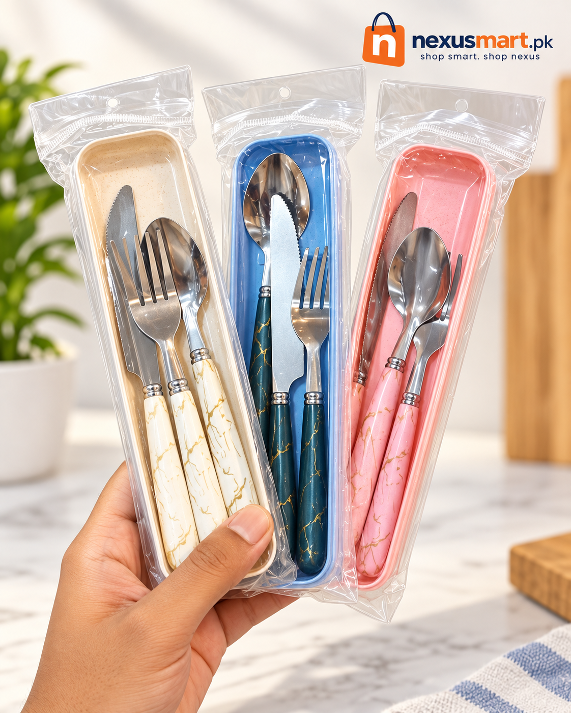 Portable Stainless Steel Travel Cutlery Set with Case – Fork, Spoon, Knife & Chopsticks