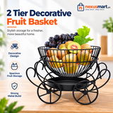 2-Tier Decorative Fruit Basket – Metal Countertop Organizer