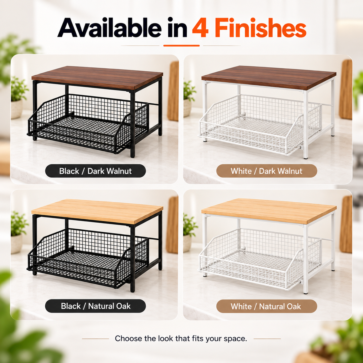 Matrix Sliding Kitchen Counter Organizer – Pull-Out Countertop Storage Rack