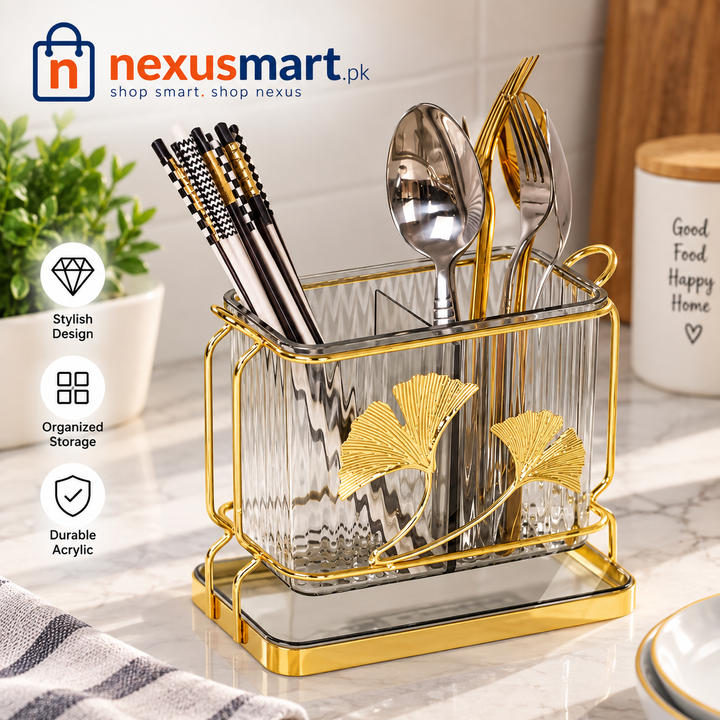 Acrylic Cutlery Holder – Kitchen Spoon, Fork & Utensil Organizer