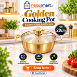 Premium Golden Steel Karahi with Glass Lid – 24cm & 28cm