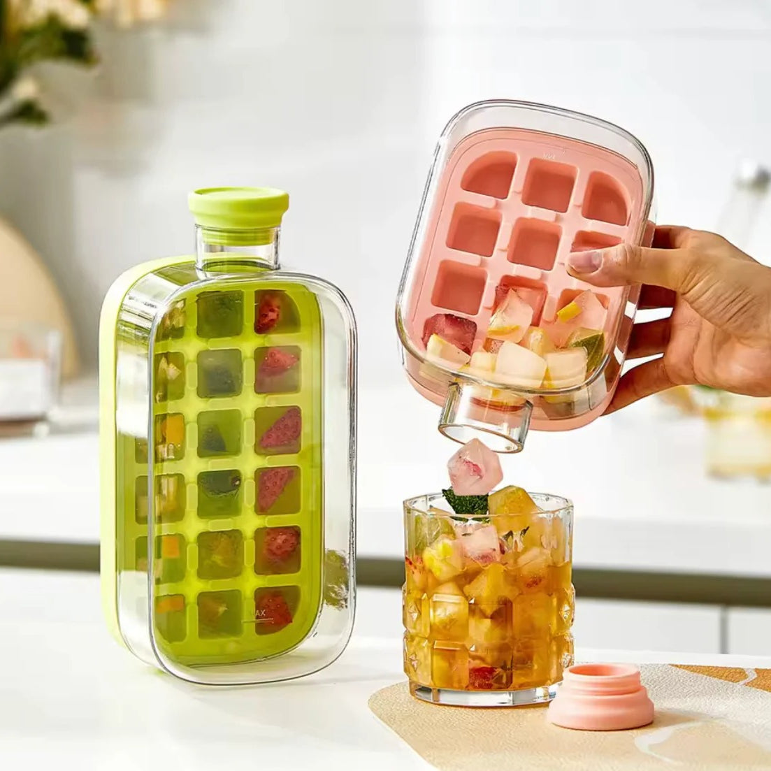 2-in-1 Ice Cube Maker Water Bottle – Portable Ice Mold & Cooler Cup