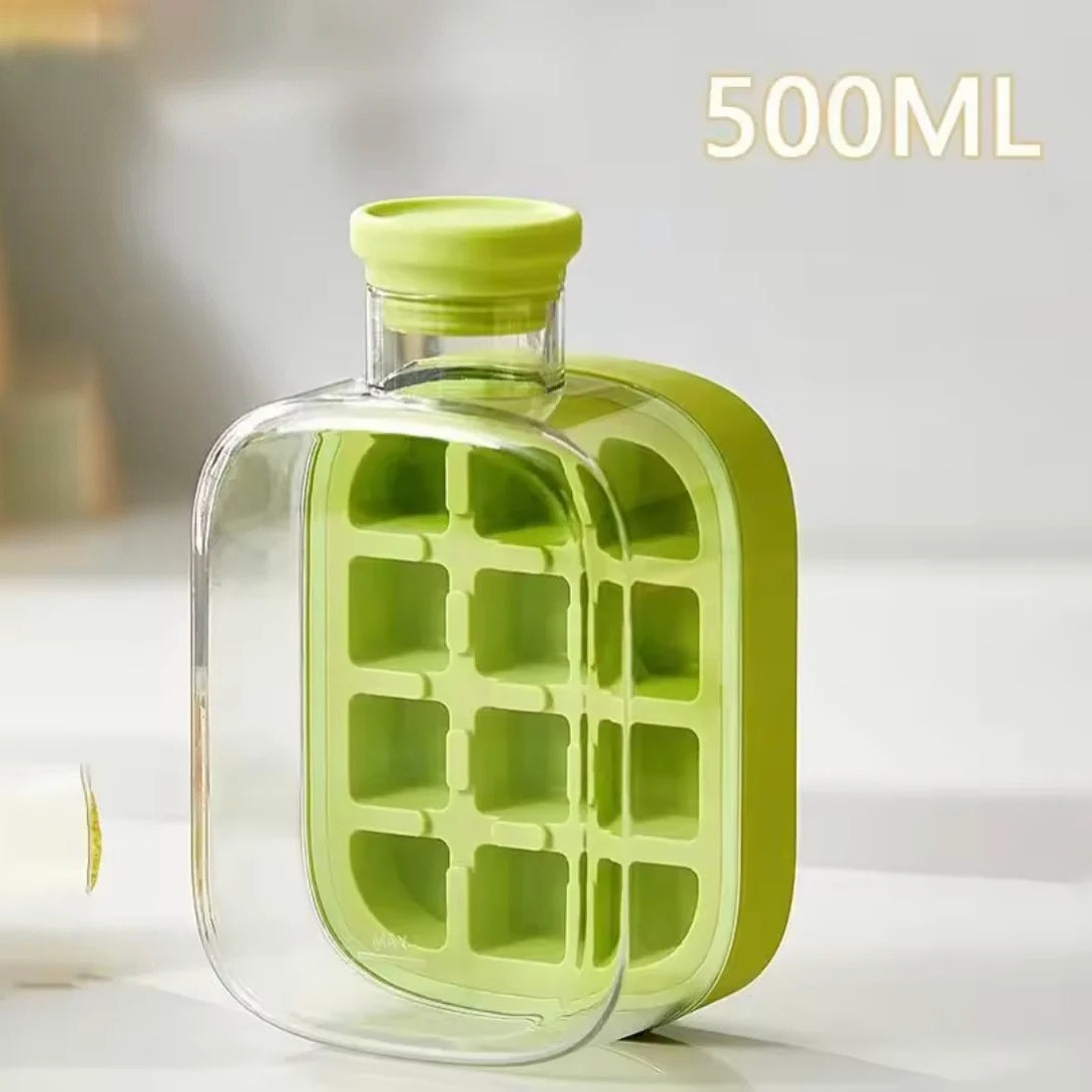 2-in-1 Ice Cube Maker Water Bottle – Portable Ice Mold & Cooler Cup