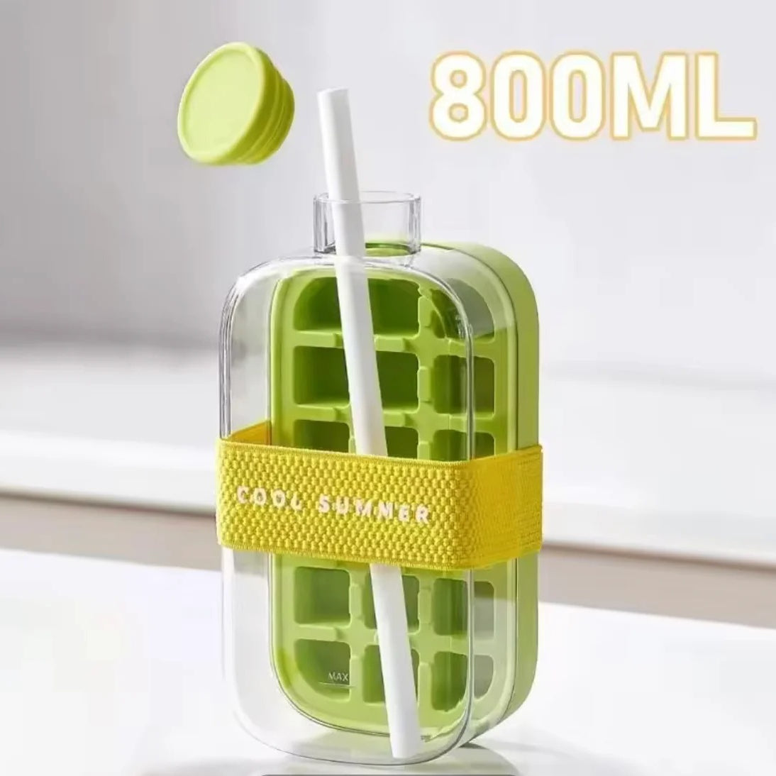 2-in-1 Ice Cube Maker Water Bottle – Portable Ice Mold & Cooler Cup