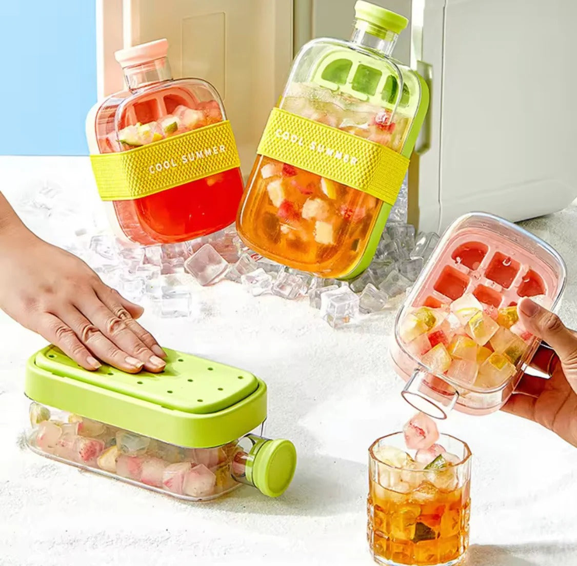 2-in-1 Ice Cube Maker Water Bottle – Portable Ice Mold & Cooler Cup