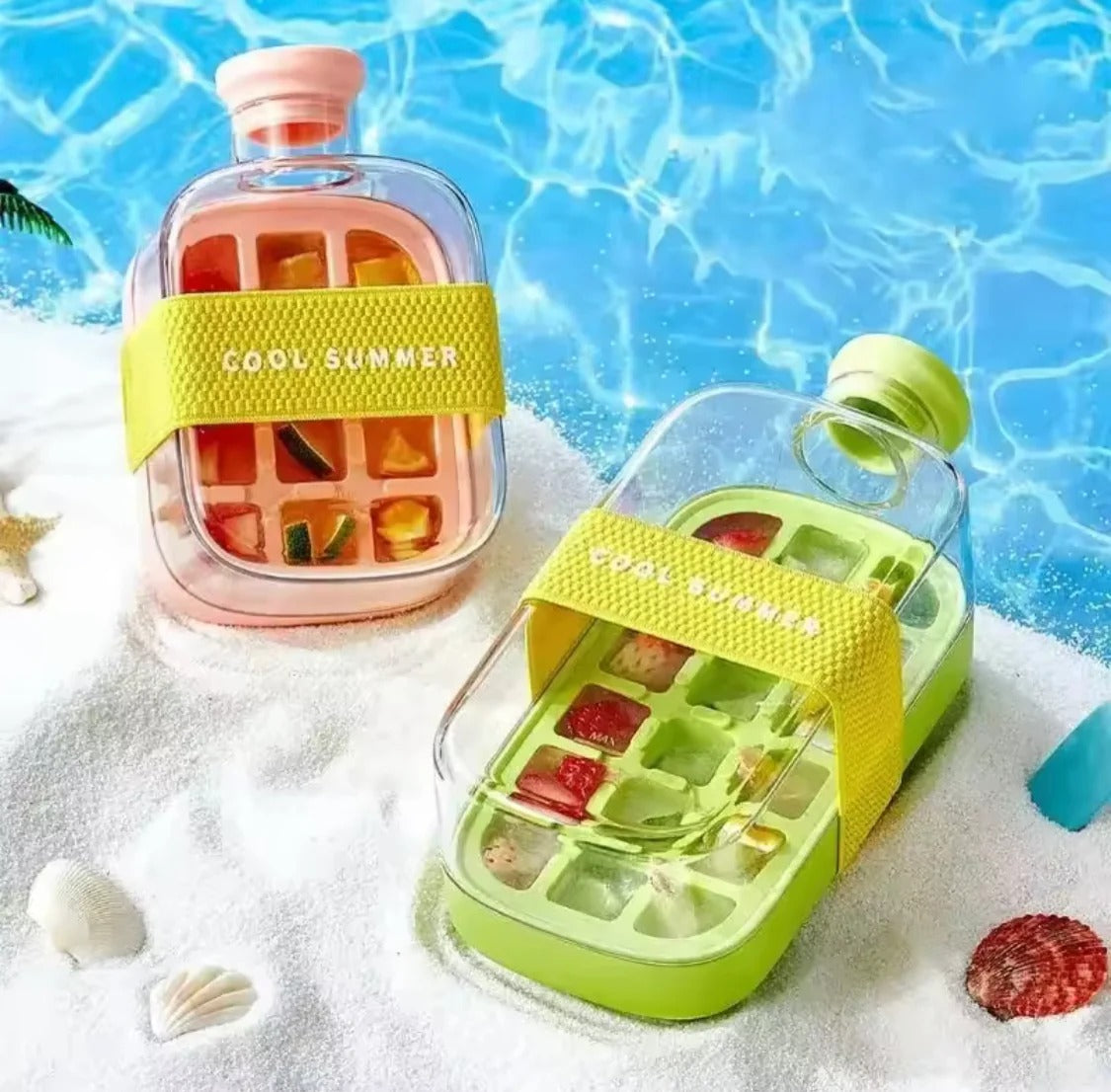 2-in-1 Ice Cube Maker Water Bottle – Portable Ice Mold & Cooler Cup