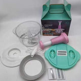 2L Handy Manual Vegetable Chopper with Blades & Slicer Attachments