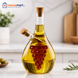 2 In 1 Transparent Glass Oil Bottle with Lid, Creative Double Mouth Glass Seasoning Oil Pot, 2 in 1 Kitchen Cruet Bottle with Cork Stopper