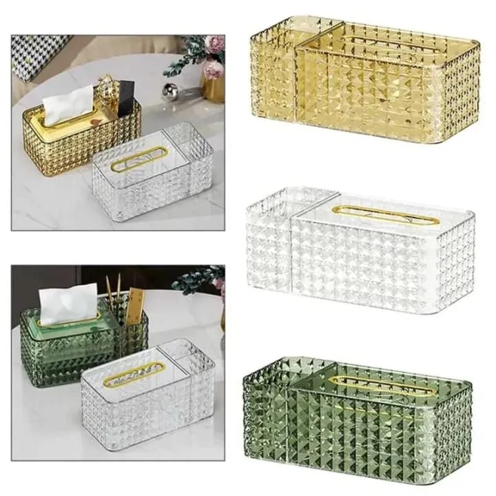 2-in-1 Acrylic Tissue Box with Holder – Multipurpose Table Organizer