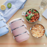 3-Layer Insulated Lunch Box Stainless Steel view 2 - Nexusmart Pakistan