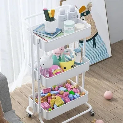 Matrix TrioStack Metal Rolling Cart Black&White view 3 - Nexusmart Pakistan