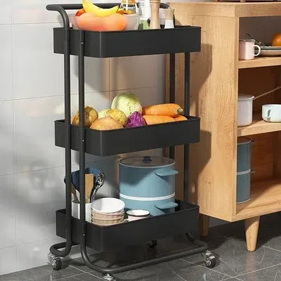 Matrix TrioStack Metal Rolling Cart Black&White view 4 - Nexusmart Pakistan