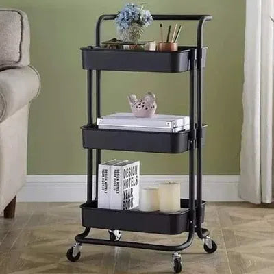 Matrix TrioStack Metal Rolling Cart Black&White view 6 - Nexusmart Pakistan