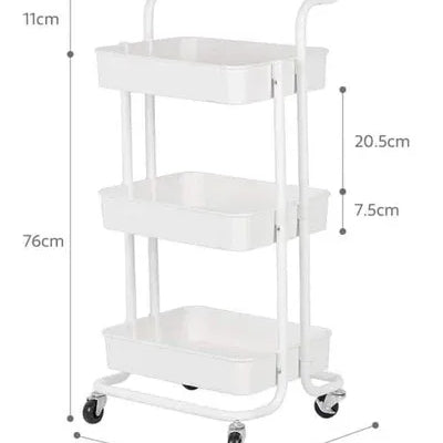 Matrix TrioStack Metal Rolling Cart Black&White product image - Nexusmart Pakistan
