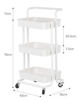 Matrix TrioStack Metal Rolling Cart Black&White product image - Nexusmart Pakistan