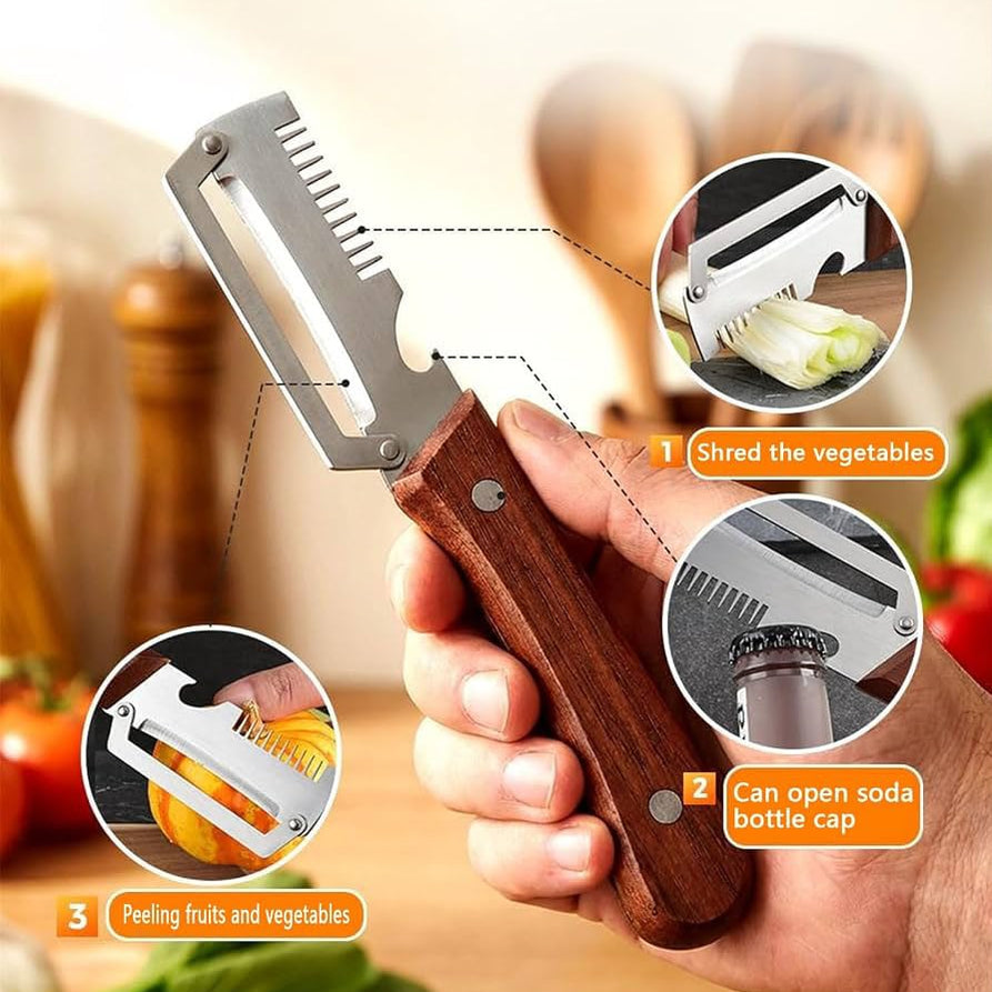 3-in-1 Multifunction Kitchen Tool – Peeler, Bottle Opener & Vegetable Slicer