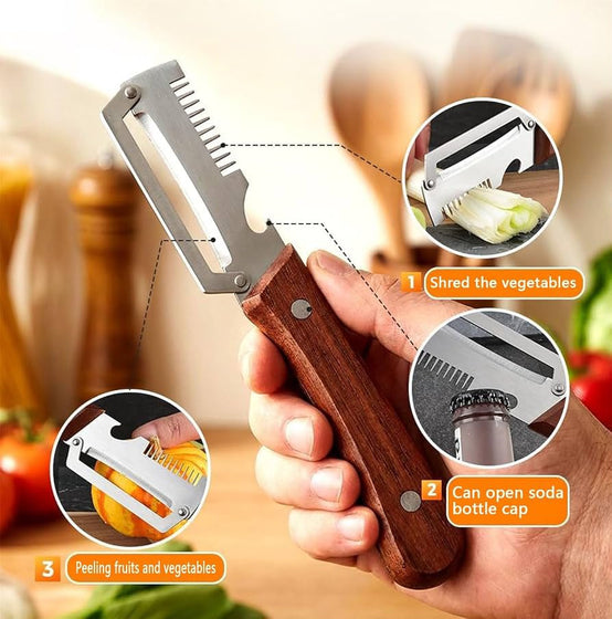 3-in-1 Multifunction Kitchen Tool – Peeler, Bottle Opener & Vegetable Slicer