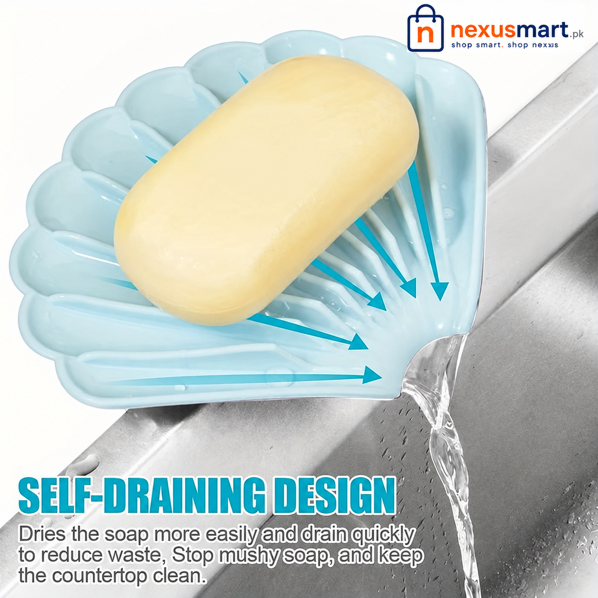 Sea Shell Silicone Soap Tray – Self-Draining Soap Dish