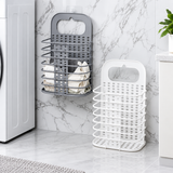 Wall-Hanging Folding Laundry Basket – Large Plastic Clothes Storage Hamper