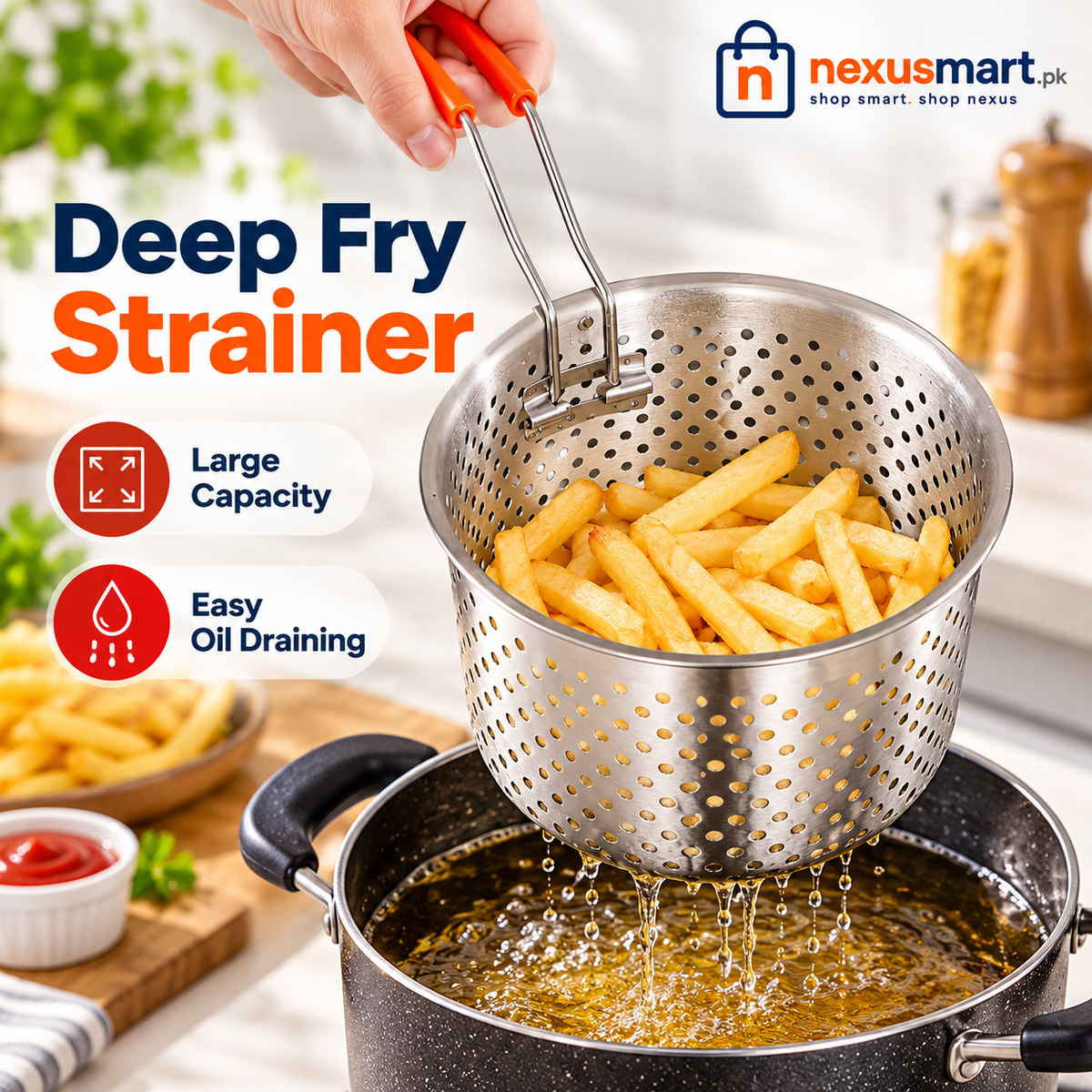 Deep Fry Strainer for Frying & Oil Draining