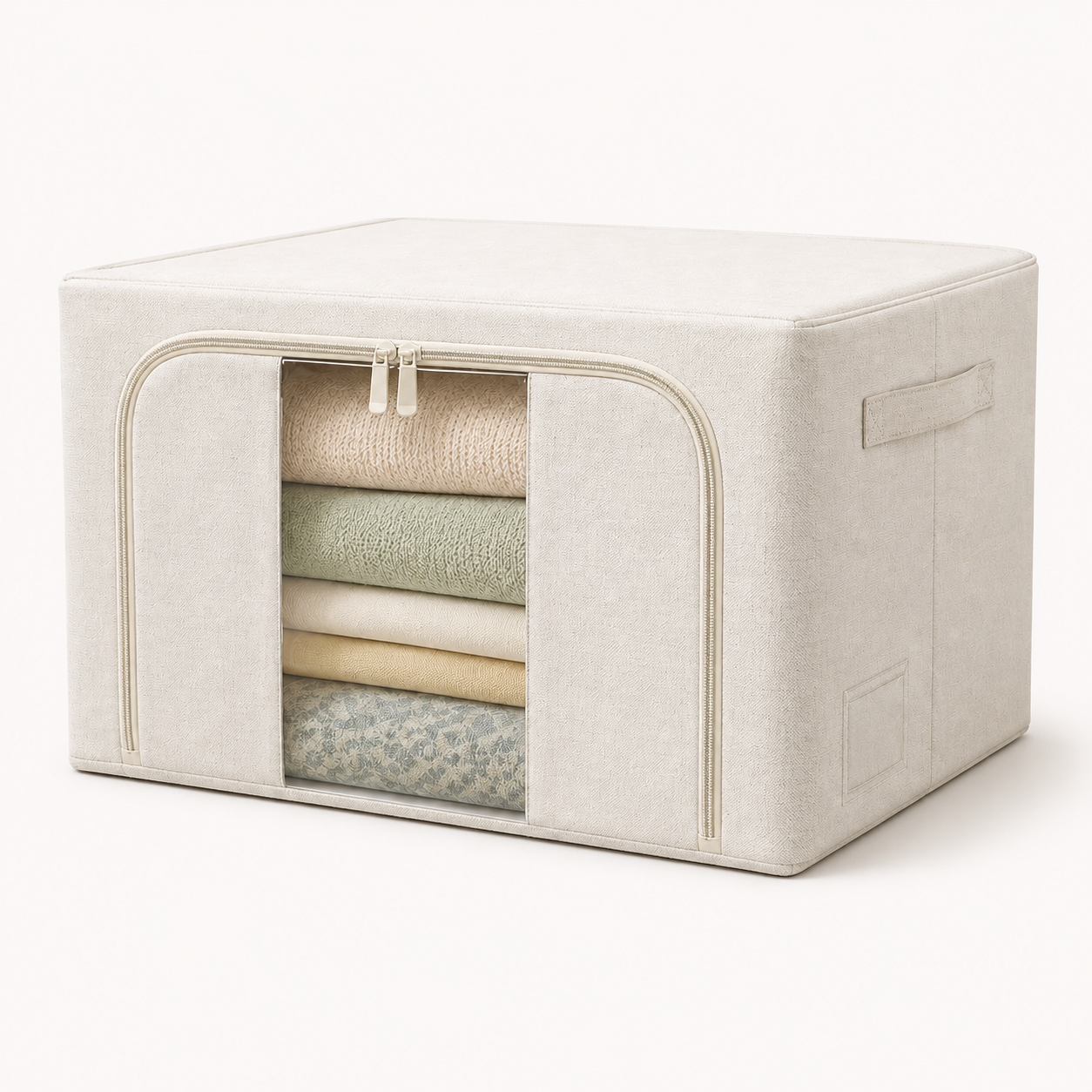 60L Heavy Duty Cloth Storage Box with Metal Rod Support – Foldable Organizer
