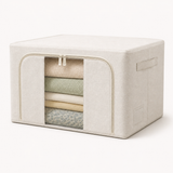60L Heavy Duty Cloth Storage Box with Metal Rod Support – Foldable Organizer