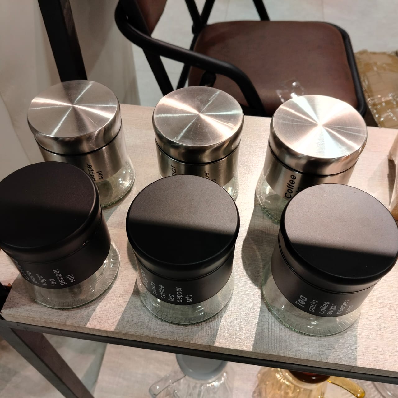 3 Piece Glass Spice Jar Set with Stainless Steel Lids – Kitchen Storage Jars