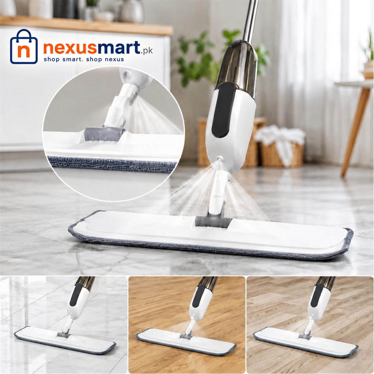 2-in-1 360° Water Spray Microfiber Mop – Floor Cleaning Spray Mop