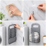 Wall-Hanging Folding Laundry Basket – Large Plastic Clothes Storage Hamper