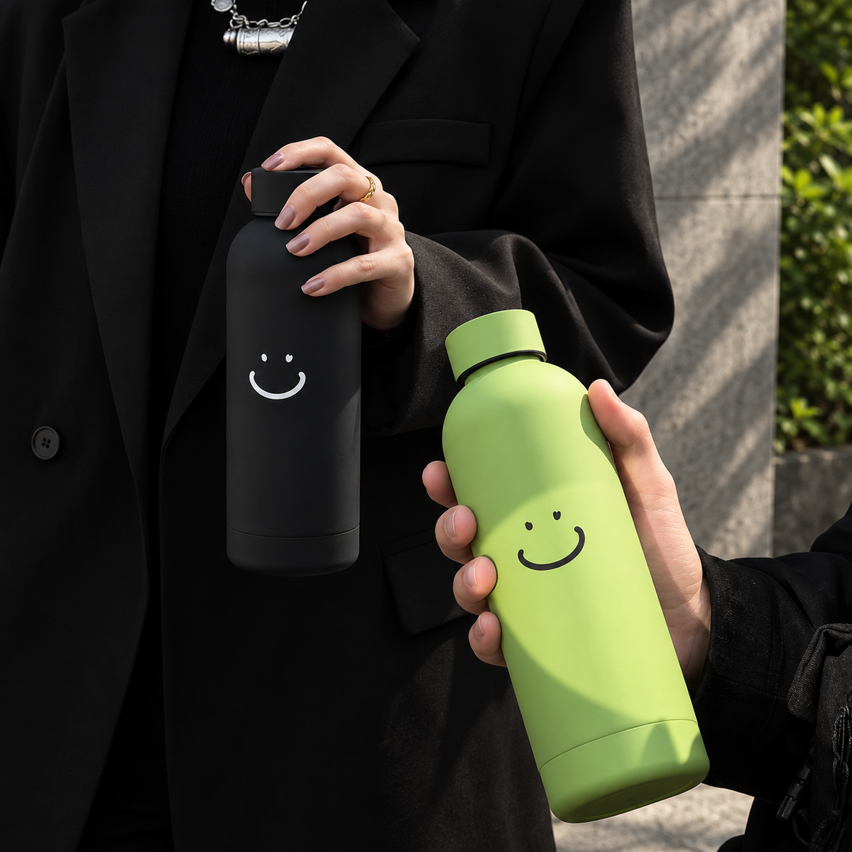Smiley Glass Water Bottle – Cute Reusable Drinking Bottle