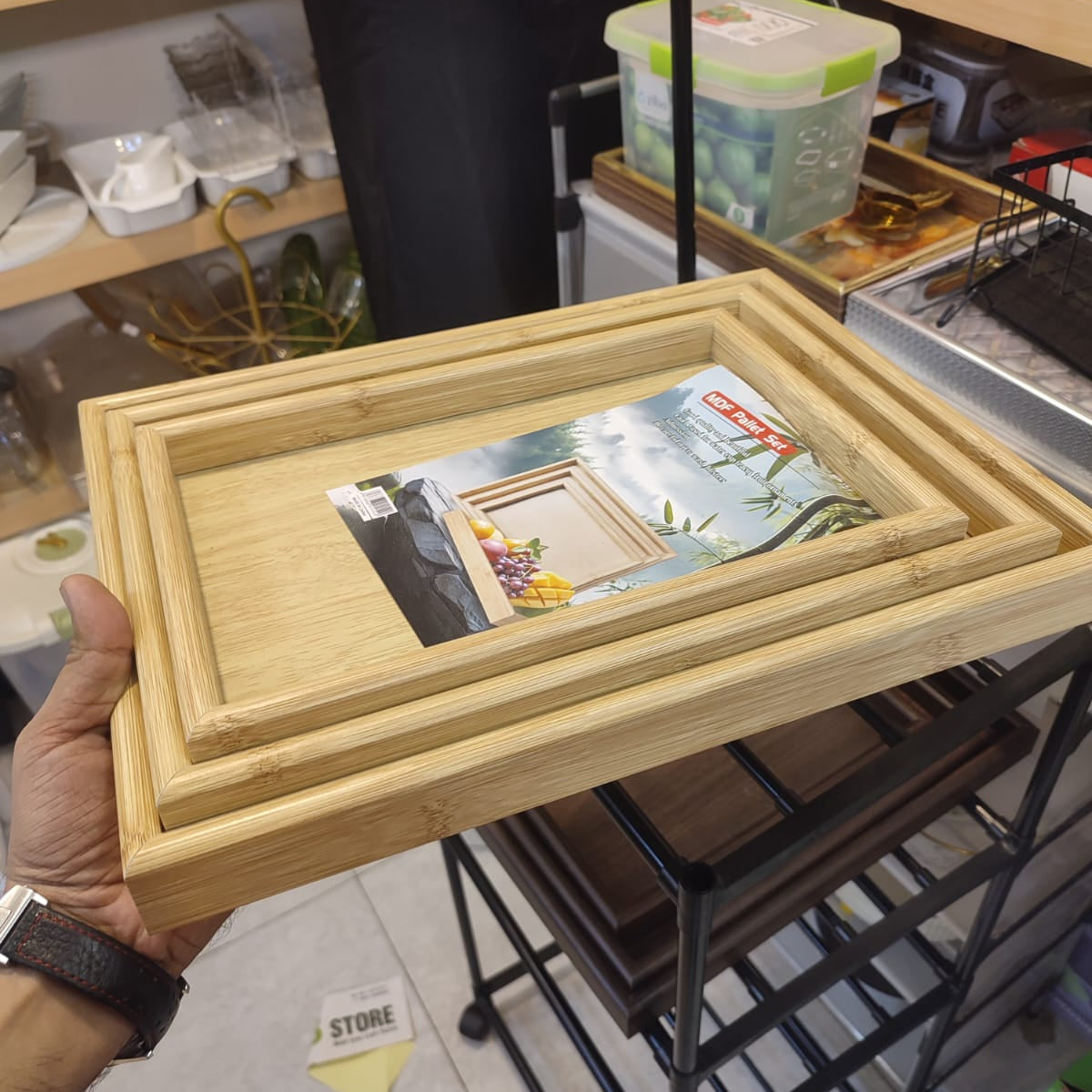 Premium Wooden Serving Tray Set (3 Pcs) | Decorative & Multipurpose Serving Trays