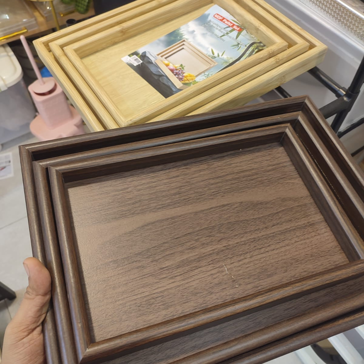 Premium Wooden Serving Tray Set (3 Pcs) | Decorative & Multipurpose Serving Trays