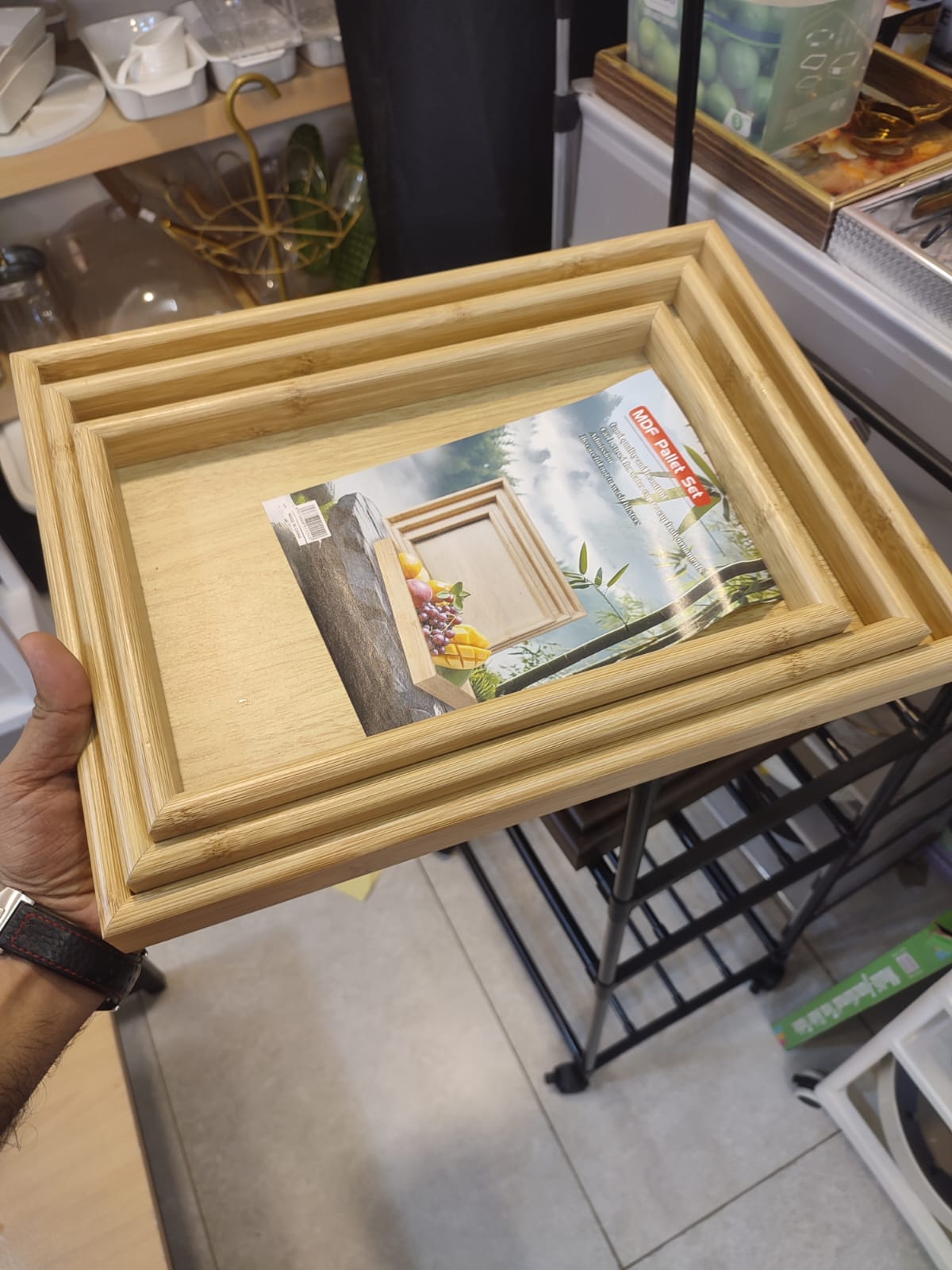 Premium Wooden Serving Tray Set (3 Pcs) | Decorative & Multipurpose Serving Trays