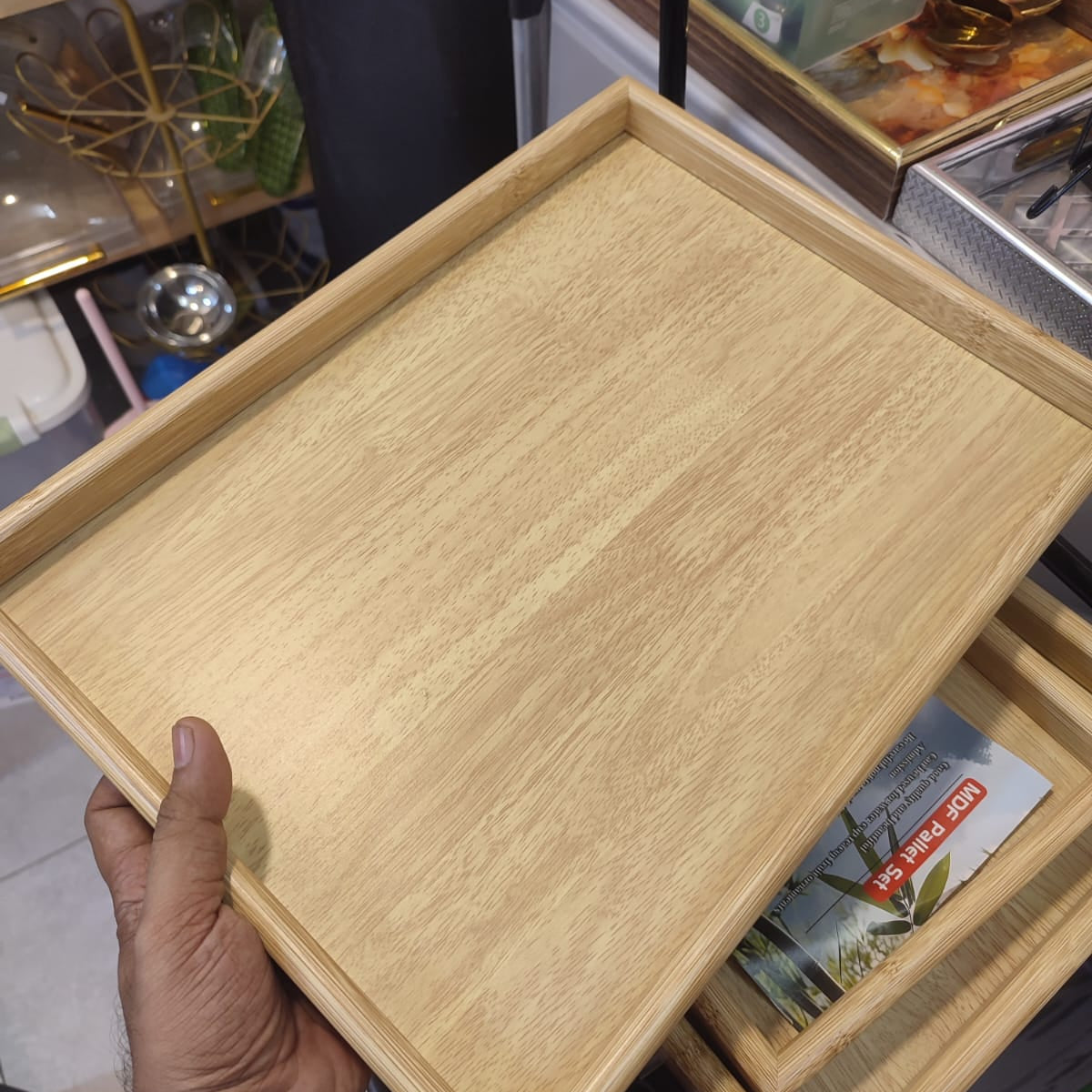 Premium Wooden Serving Tray Set (3 Pcs) | Decorative & Multipurpose Serving Trays