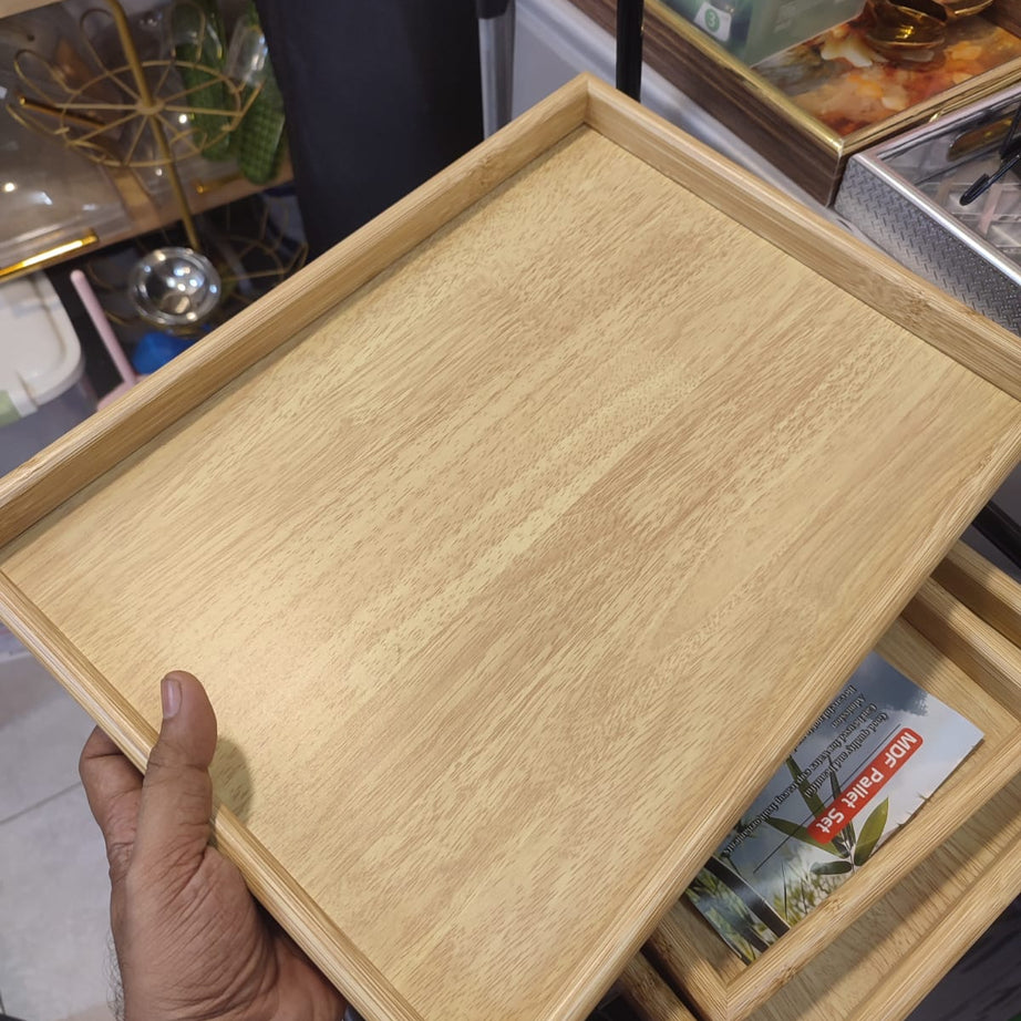 Premium Wooden Serving Tray Set (3 Pcs) | Decorative & Multipurpose Serving Trays