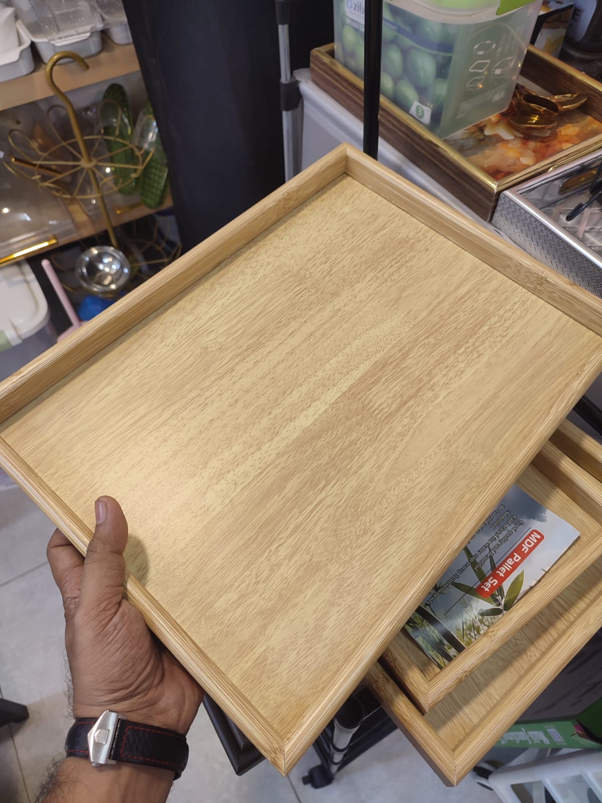 Premium Wooden Serving Tray Set (3 Pcs) | Decorative & Multipurpose Serving Trays