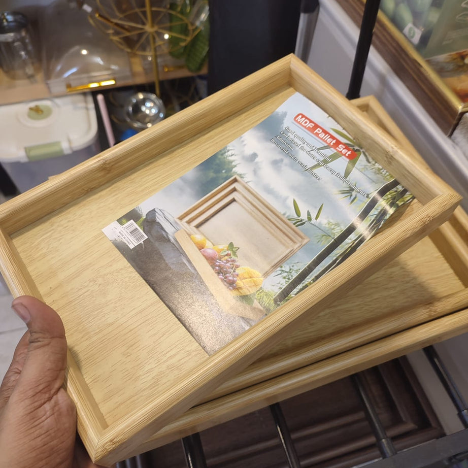 Premium Wooden Serving Tray Set (3 Pcs) | Decorative & Multipurpose Serving Trays