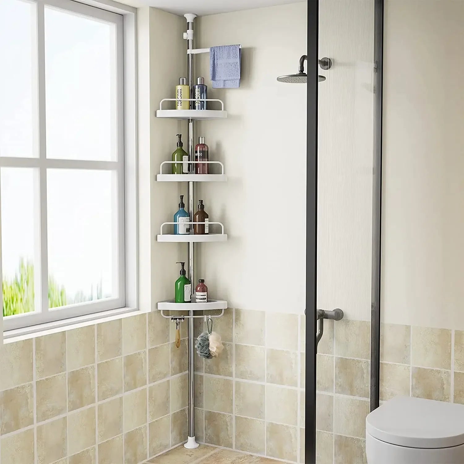 4 Tier Bathroom Storage Rack - Space-Saving Organizer