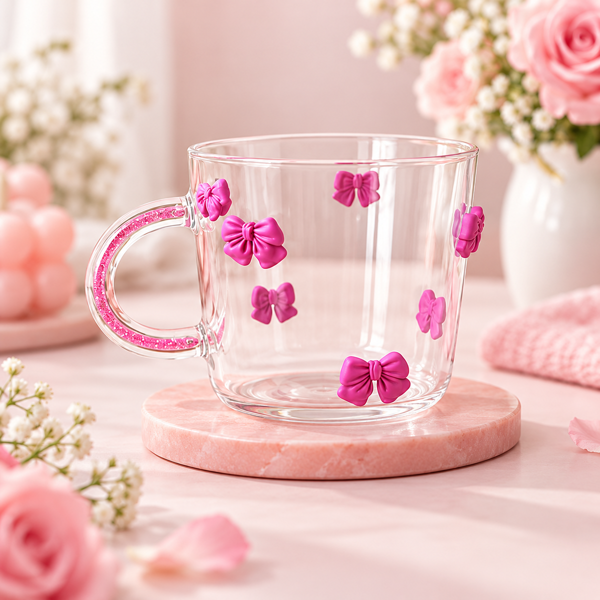 Bow Glass Cup – Random Colors